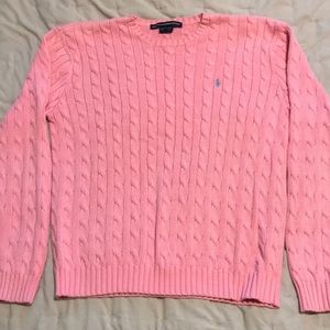 Pink Ralph Lauren cable knit sweater